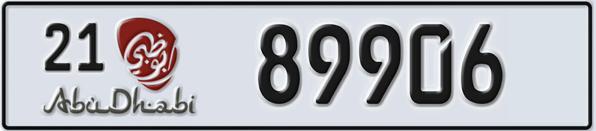 UAE License Plate Abu Dhabi 21 89906
