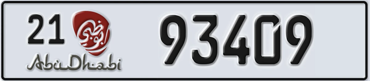 UAE License Plate Abu Dhabi 21 93409