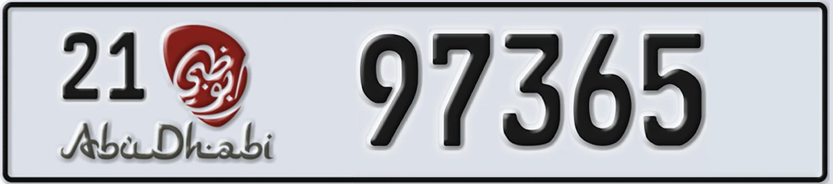 UAE License Plate Abu Dhabi 21 97365