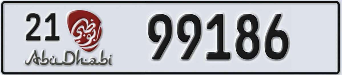 UAE License Plate Abu Dhabi 21 99186