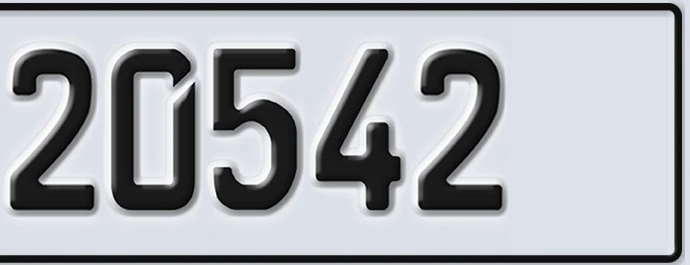 UAE License Plate Abu Dhabi 22 20542