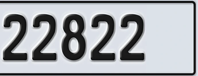 UAE License Plate Abu Dhabi 22 22822