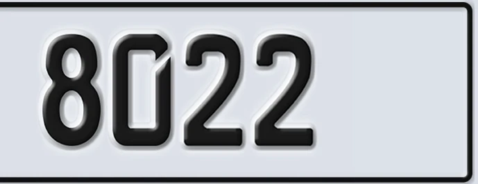 UAE License Plate Abu Dhabi 22 8022