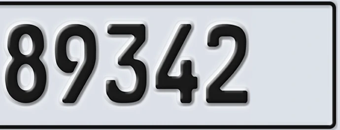 UAE License Plate Abu Dhabi 22 89342