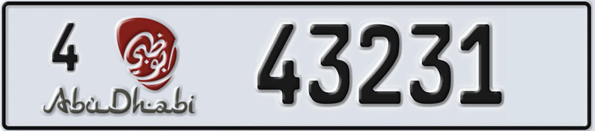 UAE License Plate Abu Dhabi 4 43231