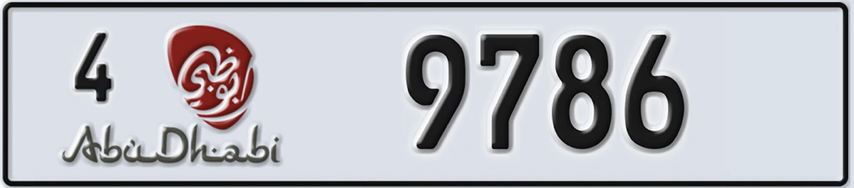 UAE License Plate Abu Dhabi 4 9786
