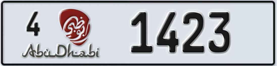 UAE License Plate Abu Dhabi 4 X1423