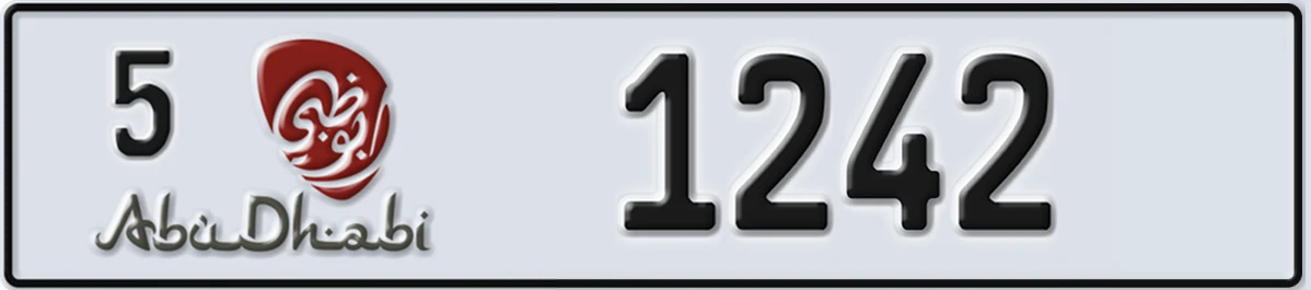 UAE License Plate Abu Dhabi 5 1242