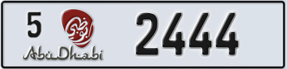 UAE License Plate Abu Dhabi 5 2444X