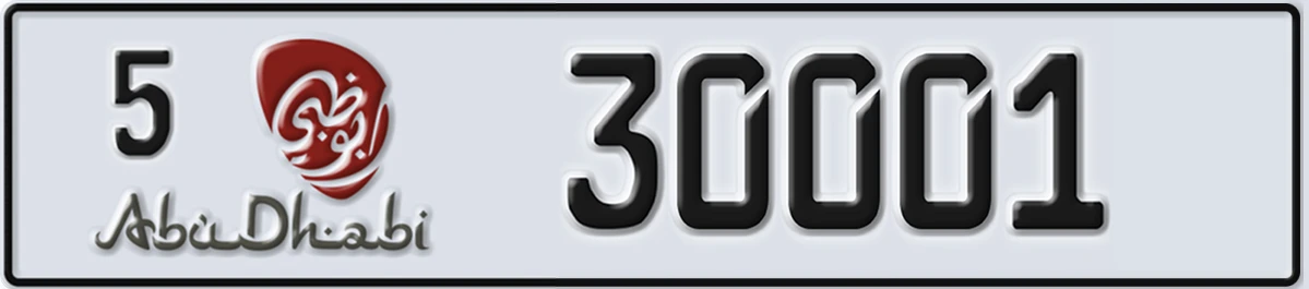 UAE License Plate Abu Dhabi 5 30001