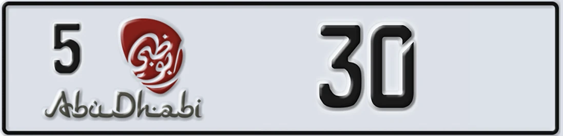 UAE License Plate Abu Dhabi 5 30X