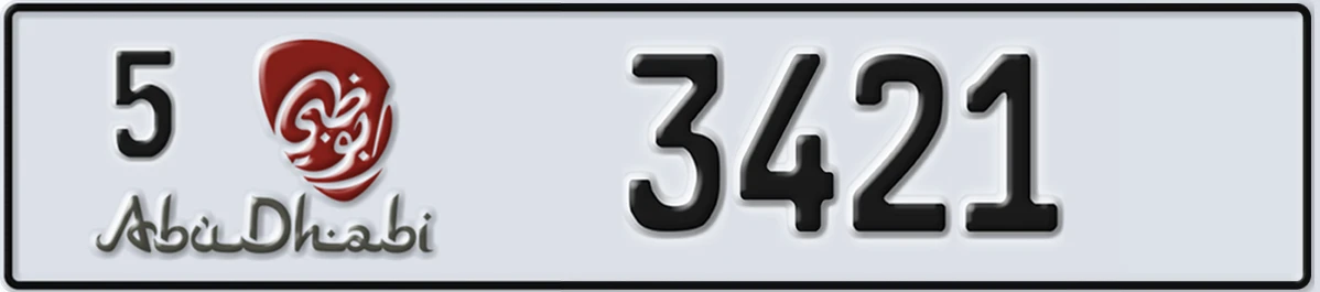 UAE License Plate Abu Dhabi 5 3421
