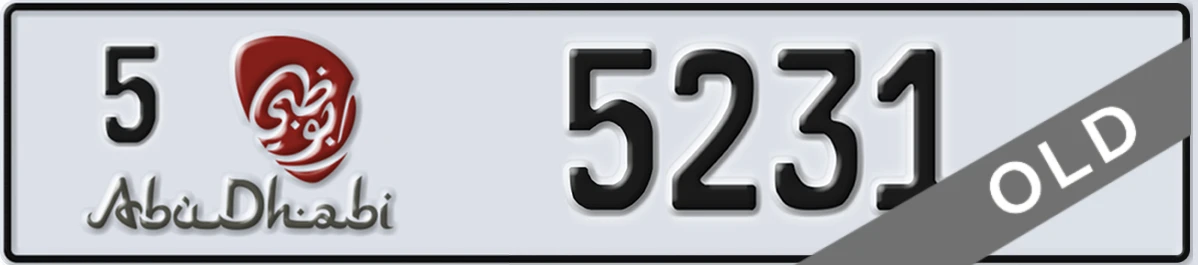 UAE License Plate Abu Dhabi 5 5231