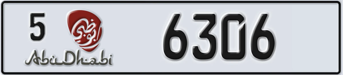 UAE License Plate Abu Dhabi 5 6306