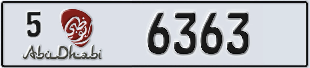 UAE License Plate Abu Dhabi 5 6363