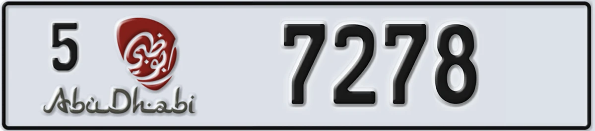 UAE License Plate Abu Dhabi 5 7278