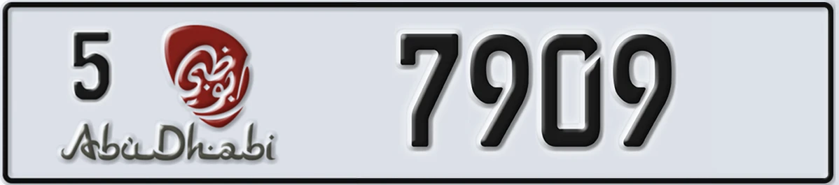 UAE License Plate Abu Dhabi 5 7909