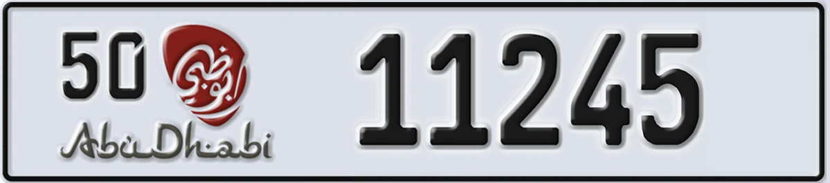UAE License Plate Abu Dhabi 50 11245