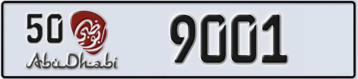 UAE License Plate Abu Dhabi 50 9001