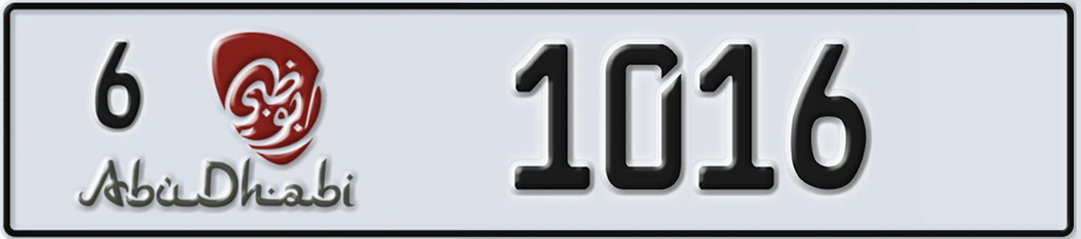 UAE License Plate Abu Dhabi 6 1016