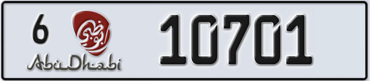 UAE License Plate Abu Dhabi 6 10701