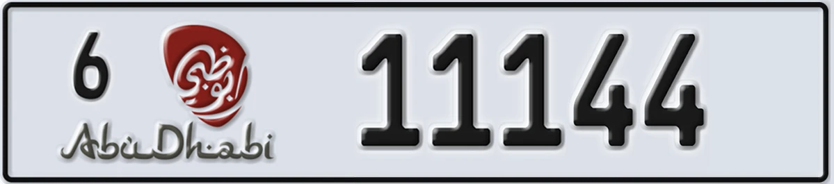 UAE License Plate Abu Dhabi 6 11144