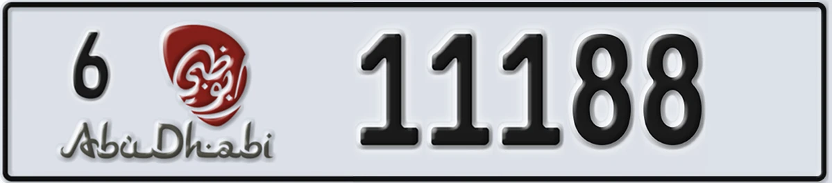 UAE License Plate Abu Dhabi 6 11188