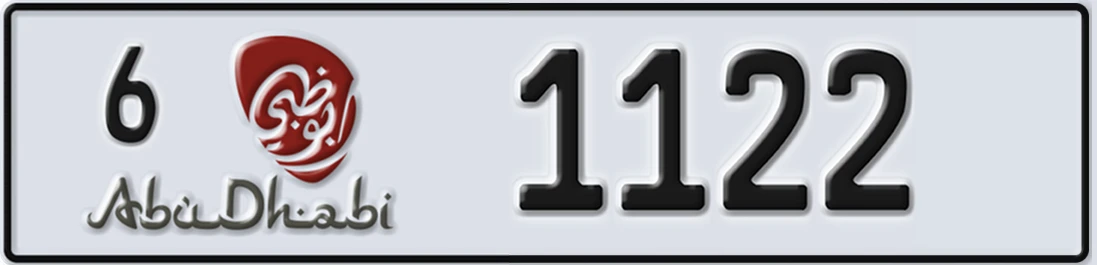 UAE License Plate Abu Dhabi 6 1122X