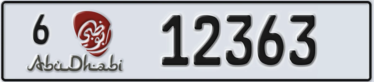 UAE License Plate Abu Dhabi 6 12363