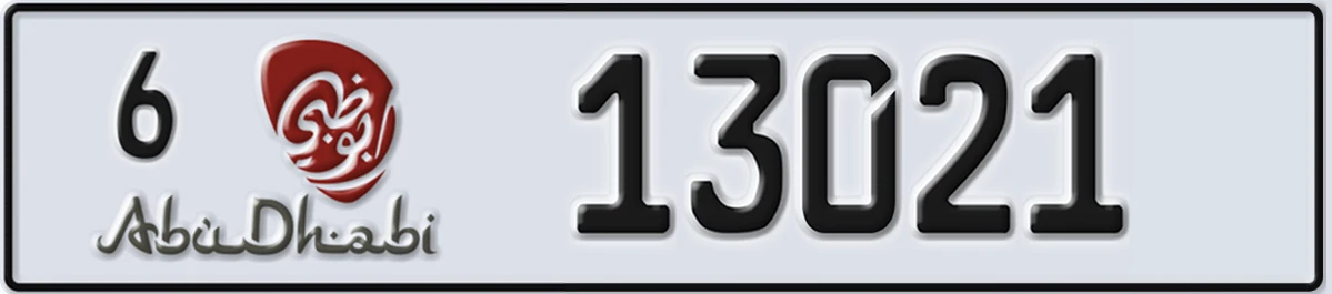 UAE License Plate Abu Dhabi 6 13021