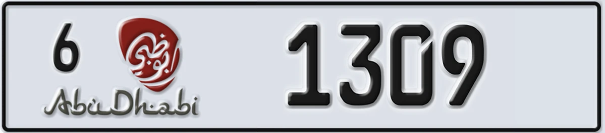 UAE License Plate Abu Dhabi 6 1309