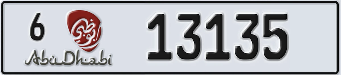 UAE License Plate Abu Dhabi 6 13135