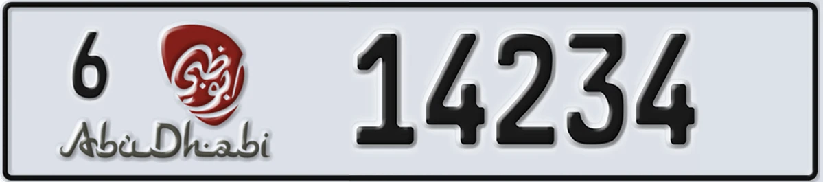 UAE License Plate Abu Dhabi 6 14234