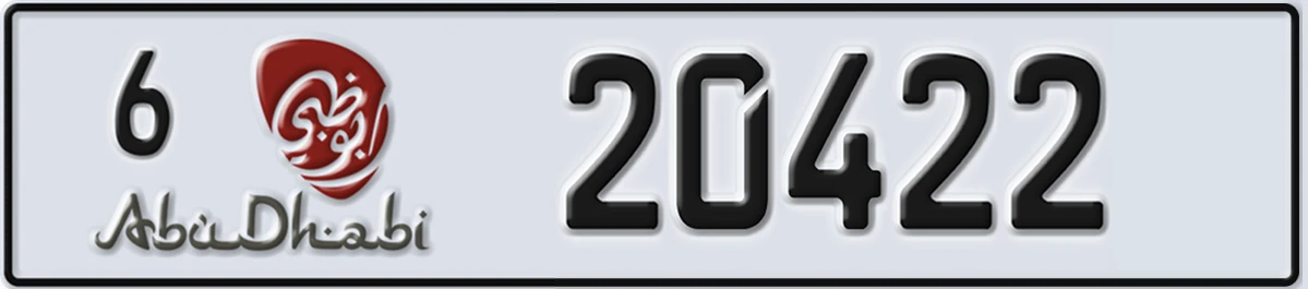 UAE License Plate Abu Dhabi 6 20422