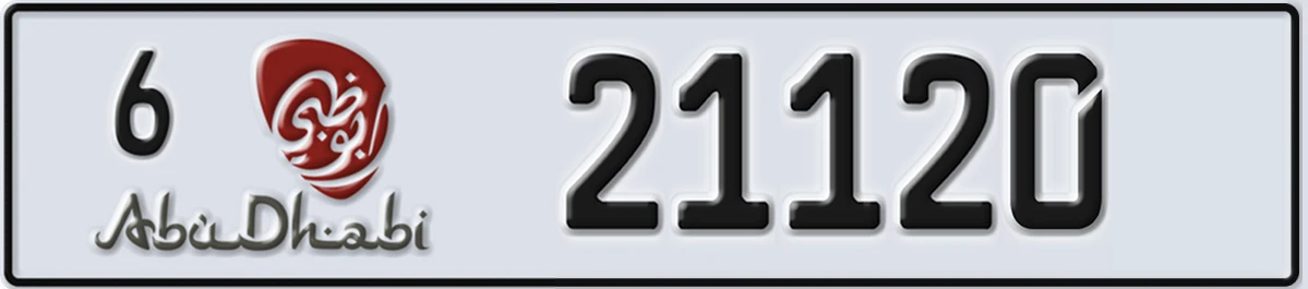 UAE License Plate Abu Dhabi 6 21120