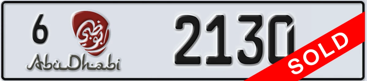 UAE License Plate Abu Dhabi 6 2130