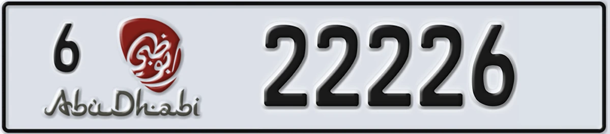 UAE License Plate Abu Dhabi 6 22226