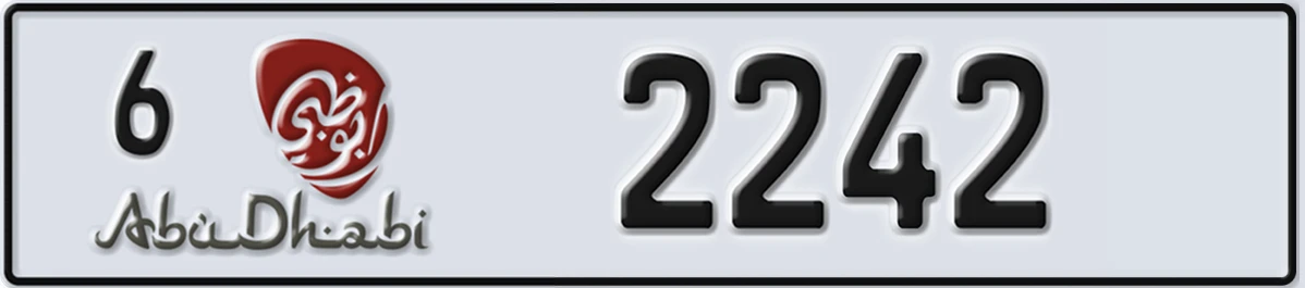 UAE License Plate Abu Dhabi 6 2242