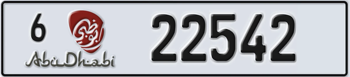 UAE License Plate Abu Dhabi 6 22542