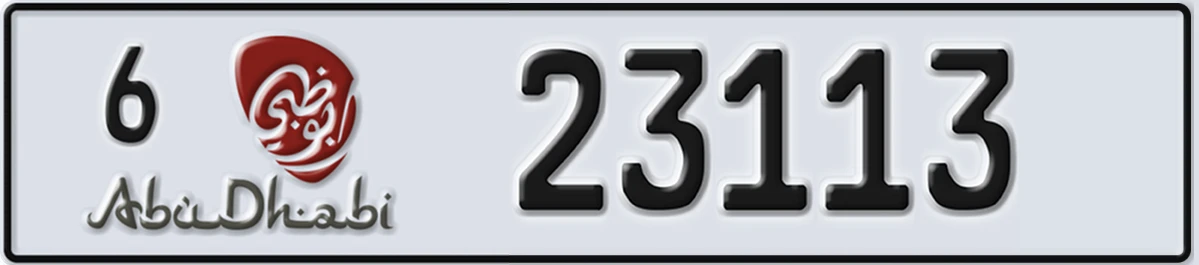 UAE License Plate Abu Dhabi 6 23113