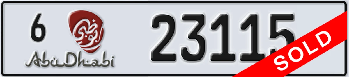 UAE License Plate Abu Dhabi 6 23115