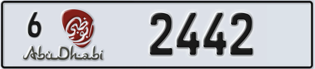 UAE License Plate Abu Dhabi 6 2442