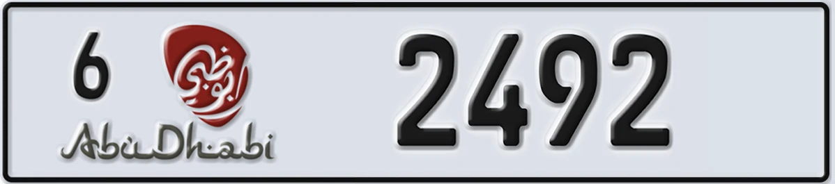 UAE License Plate Abu Dhabi 6 2492