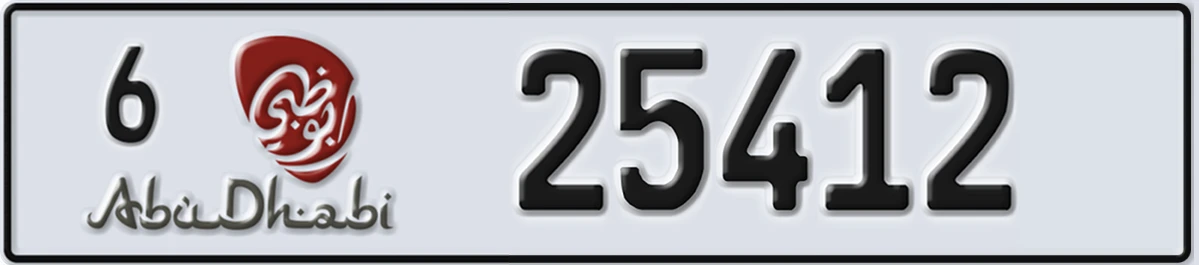 UAE License Plate Abu Dhabi 6 25412