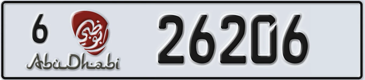 UAE License Plate Abu Dhabi 6 26206