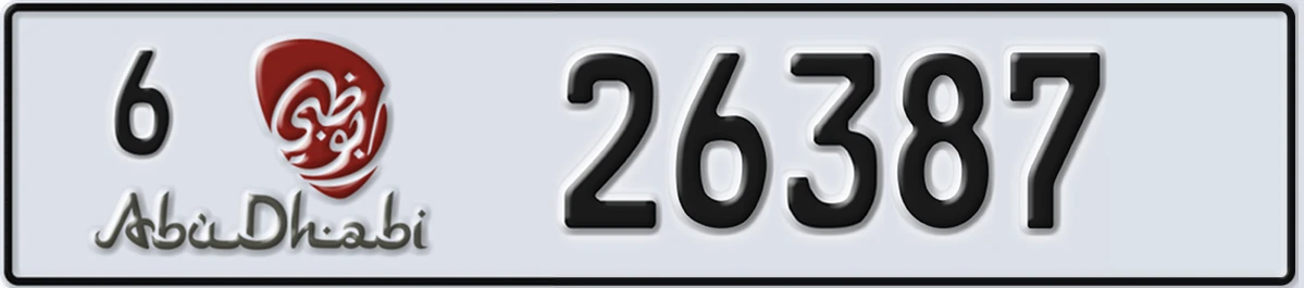 UAE License Plate Abu Dhabi 6 26387