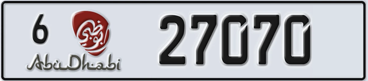 UAE License Plate Abu Dhabi 6 27070