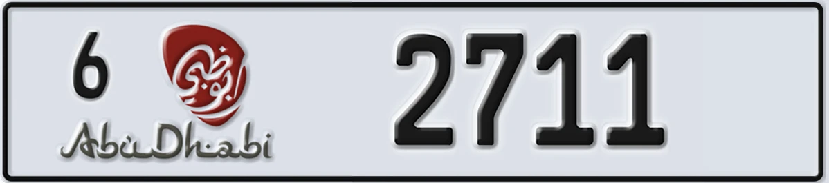 UAE License Plate Abu Dhabi 6 2711
