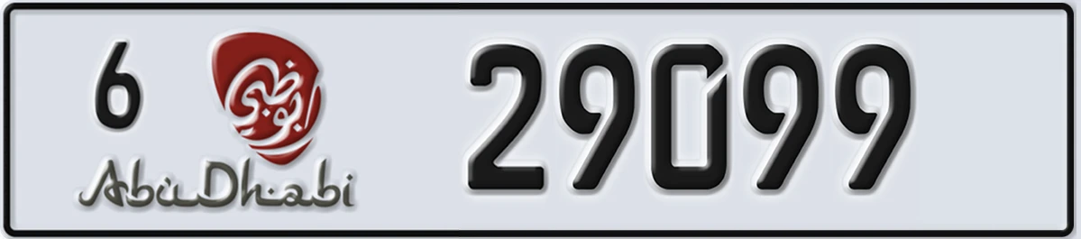UAE License Plate Abu Dhabi 6 29099