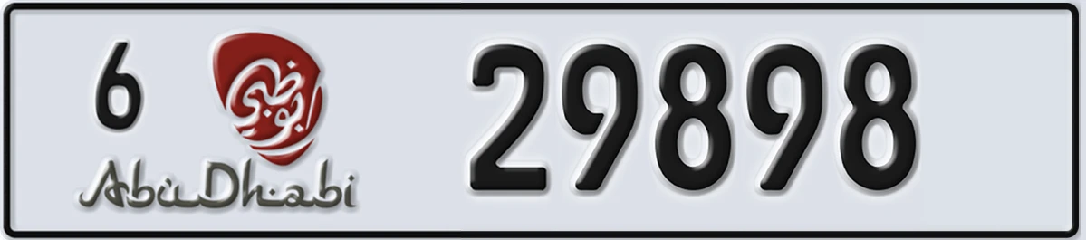 UAE License Plate Abu Dhabi 6 29898